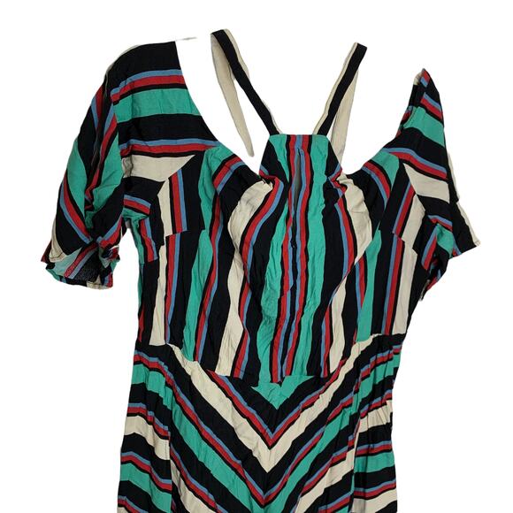 Eloquii Striped Plus Size Cold Shoulder Dress Size 22 - Picture 2 of 4
